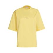 Marni Logo Print Ekologisk Bomull T-shirt Yellow, Dam