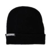 Semicouture Svart Beanie med Kontrasterande Detalj Black, Dam