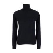 Semicouture Svart Ull Pullover Hög Hals Tröja Black, Dam