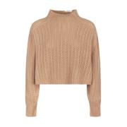 Max Mara Beige Openwork Rib Sweater Brown, Dam