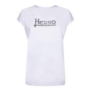 Herno Vit T-shirt Klassisk Rund Hals White, Dam