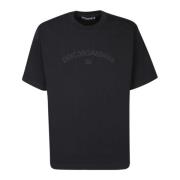 Dolce & Gabbana Svart Rundhals T-shirt Stiligt Logotyptryck Black, Her...