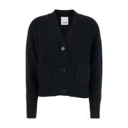 Allude Svart Ull Cashmere Cardigan Sweaters Black, Dam