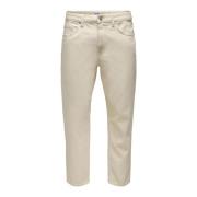 Only & Sons Vita bomullsjeans med dragkedja White, Herr