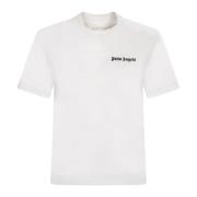 Palm Angels Elegant Vit T-shirt med Logotyp White, Dam