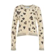 Blugirl Djurmönstrad Crew Neck Cardigan Beige, Dam