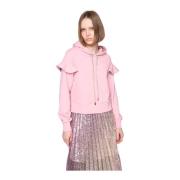 Silvian Heach Ruffle Hoodie Långärmad Overline Pink, Dam