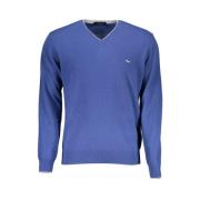 Harmont & Blaine V-ringad Pullover med Kontrastdetaljer Blue, Herr