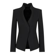 Emporio Armani Svart Cady Crepe Blazer Black, Dam