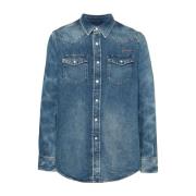 Givenchy Broderad Logga Denim Skjorta Blue, Herr