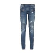 Balmain Vintage Wash Biker Denim Jeans Blue, Herr