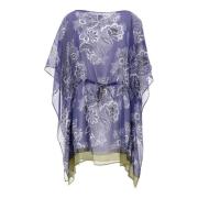 Etro Blommig Kaftan Klänning med Dragsko i Midjan Blue, Dam