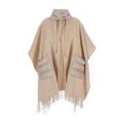 Herno Beige Nylon Poncho Jackor Beige, Dam