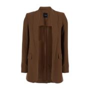 Plain Units Brun Linne Viskos Blazer Jacka Brown, Dam