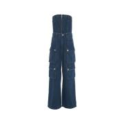 Liu Jo Cargo Denim Overall med Dragkedja Blue, Dam