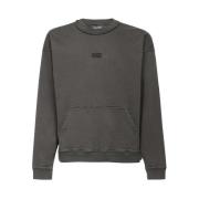 Dsquared2 Räfflad Logo Sweatshirt med Känguruficka Gray, Herr