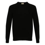 Woolrich Svart Ribbstickad Crewneck Tröja Black, Herr