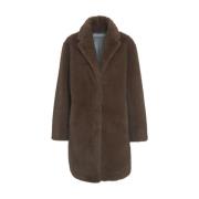 Bully Faux Fur Coat med Notched Lapels Brown, Dam