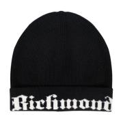 John Richmond Ull Beanie Mössa med Märkeslogotyp Black, Herr