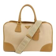 Prada Vintage Pre-owned Canvas totevskor Beige, Dam