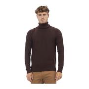 Alpha Studio Dolcevita Sweater Långärmad Ribbad Krage Brown, Herr