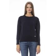 Baldinini Långärmad Crewneck Sweater Trend Blue, Dam