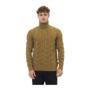 Alpha Studio Dolcevita Sweater Långärmad Ribbad Krage Brown, Herr