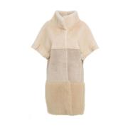 Bully Faux Fur High Collar Coat Beige, Dam