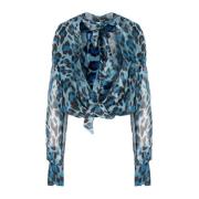 Liu Jo Elegant Wrap Style Blouse Blue, Dam