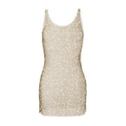 Santa Brands Rhinestone Mesh Mini Klänning Beige, Dam