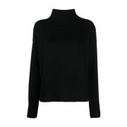 Drumohr Svart Merino Roll-Neck Tröja Black, Dam