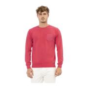 Baldinini Långärmad Crewneck Tröja med Framficka Red, Herr