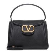 Valentino Garavani Svart läderhandväska med VLogo Signature Black, Dam