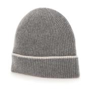 Eleventy Kashmir Beanie Mössa Grå Elfenben Detalj Gray, Herr