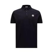 Moncler Logopatch Polo Classic Marinblå Bomull Blue, Herr