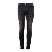 John Richmond Slim Fit Jeans med Logo Knappar Black, Herr