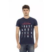 Trussardi Blå kortärmad T-shirt med fronttryck Blue, Herr