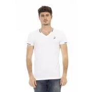 Trussardi Urban V-ringad T-shirt med Brösttryck White, Herr