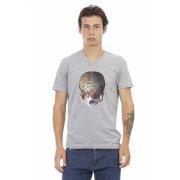 Trussardi Kortärmad V-ringad T-shirt - Action Gray, Herr