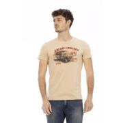 Trussardi Lyxig Beige Tee med Front Print Beige, Herr