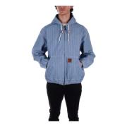 Carhartt Wip Denim Huva Kappa Logotyp Dragkedja Fickor Blue, Herr