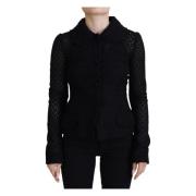 Dolce & Gabbana Elegant Svart Ullblandning Button Down Jacka Black, Da...