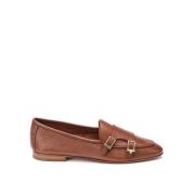 Testoni Elegant Double Buckle Loafer Brown, Dam