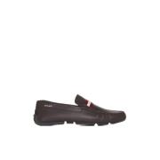 Bally Grained Leather Slip-On Flat Shoes Brown, Herr