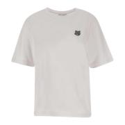 Maison Kitsuné Vit Bomull T-shirt med Fox Logo White, Dam