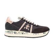 Premiata Nylon och Mocka Sneakers Black, Dam