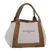 Balenciaga Vintage Pre-owned Canvas handvskor Beige, Dam