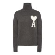 Ami Paris Grå Alpacka Ull Sweatshirt Gray, Dam