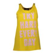 Silvian Heach Gul Bomull Tank Top med Logotryck Yellow, Dam