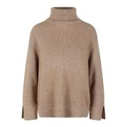 Herno Ullblandning Turtleneck Sweater Fw24 Brown, Dam